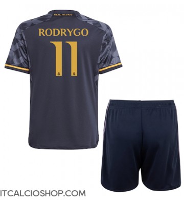Real Madrid Rodrygo Goes #11 Seconda Maglia Bambino 2023-24 Manica Corta (+ Pantaloni corti)